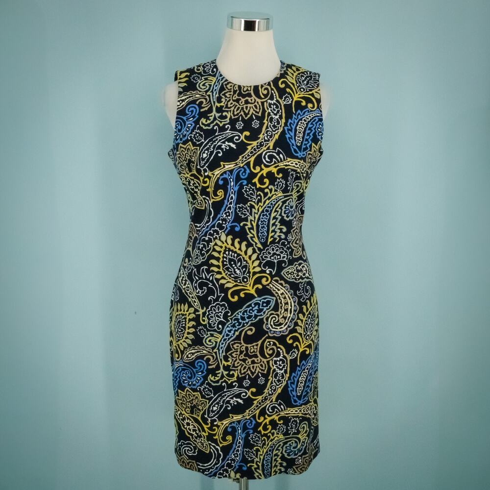 J. McLaughlin Size Medium M Paisley Embroidered Scoop Sleeveless Sheath Dress